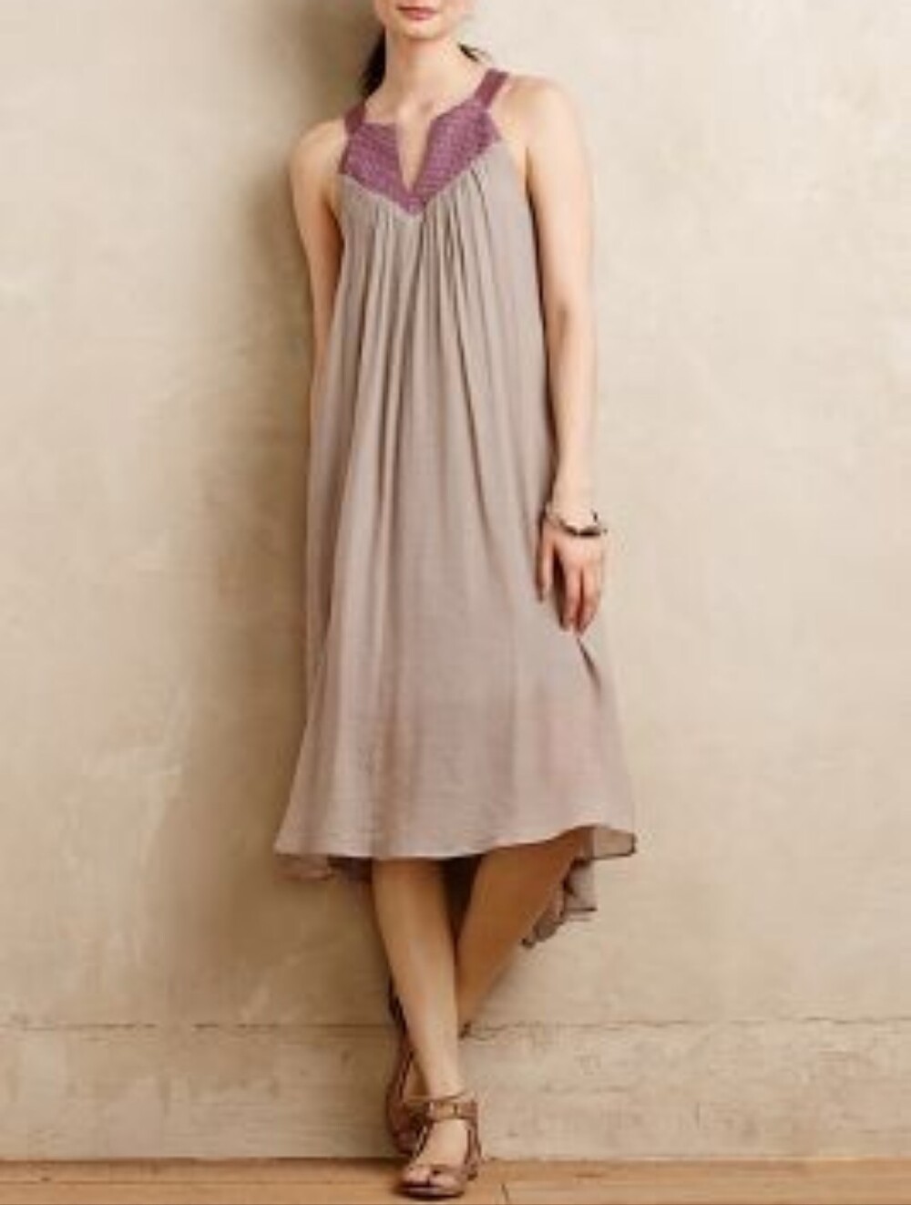 Amadi Renae Dress Renae Robe High-Low V Neck Dress Anthro XXSP Petite Flowy Boho